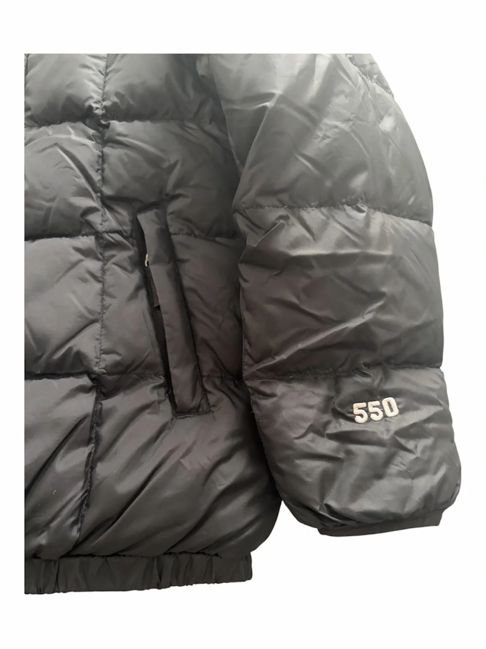 The North Face Kids Reversible Black/Plaid Hooded 550 Quilted Goose Down Jacket